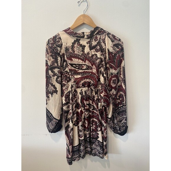 Free People Long Puff Sleeve Minidress Say You Love Me Size M Boho Dress - Picture 4 of 5